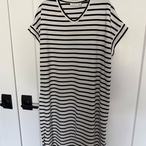 Caslon Black and White Striped Midi Dress